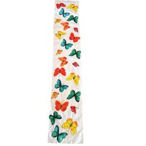 Pier 1 Imports Butterfly Table Runner Beads, Sequins Colorful 72” X 13” Silky